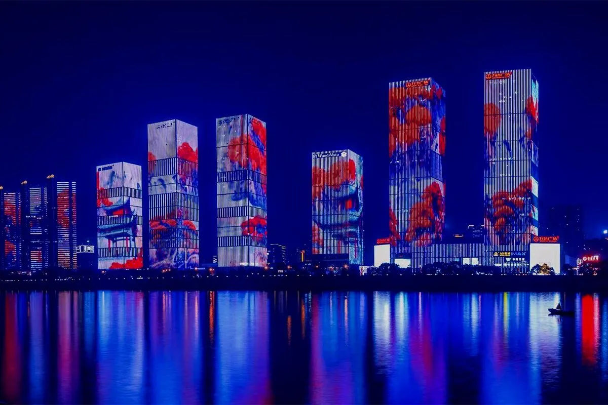 Facade lighting design with intelligent control for office building