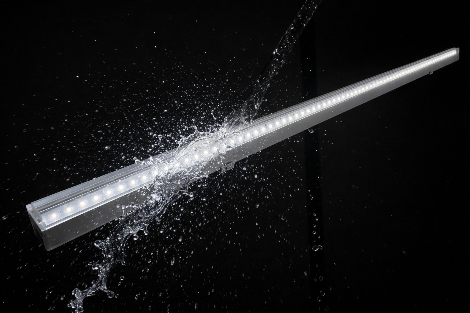 IP66 waterproof LED linear light fixture with water splash test for outdoor facade lighting durability