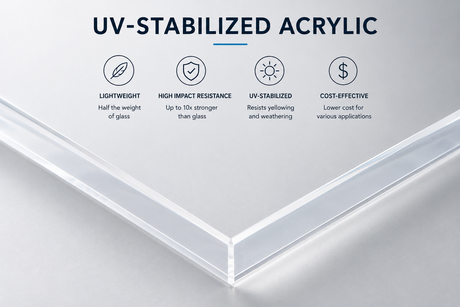 UV-stabilized acrylic for outdoor lighting fixtures